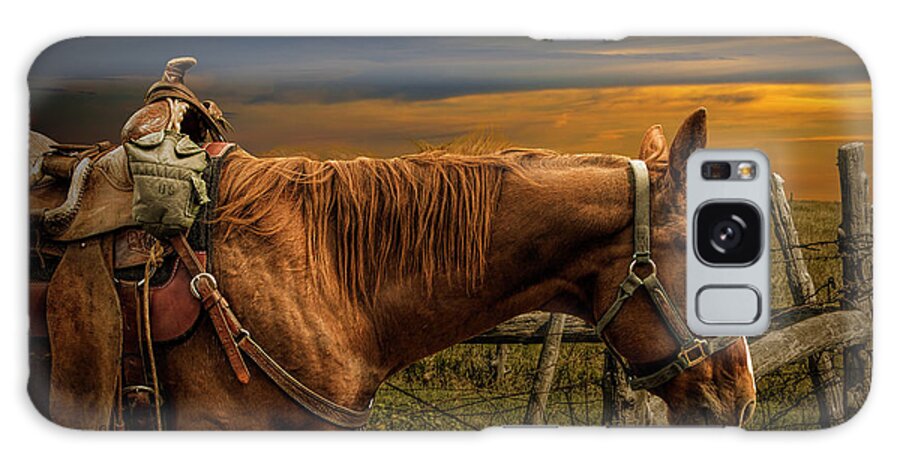 Saddle Galaxy S8 Case featuring the photograph Saddle Horse on the Prairie by Randall Nyhof