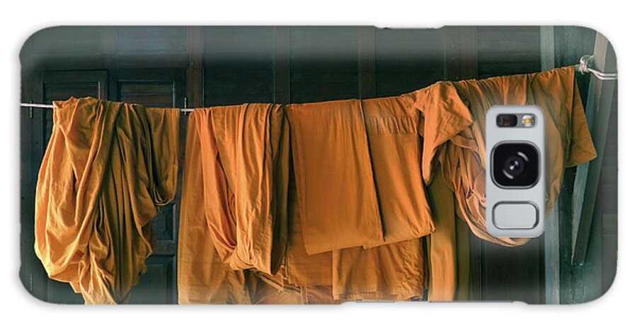 Buddhism Galaxy Case featuring the photograph Saffron robes by Jeremy Holton