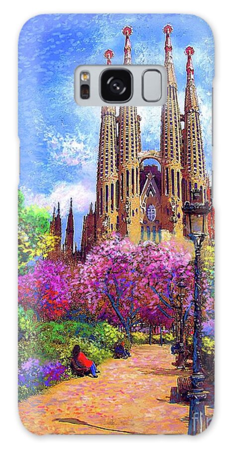 Spain Galaxy Case featuring the painting Sagrada Familia and Park Barcelona by Jane Small
