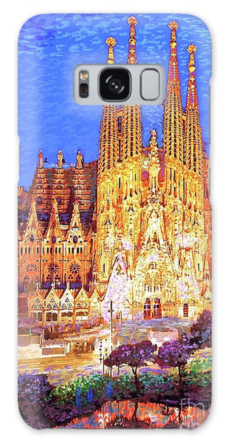 Spain Galaxy Case featuring the painting Sagrada Familia at Night by Jane Small