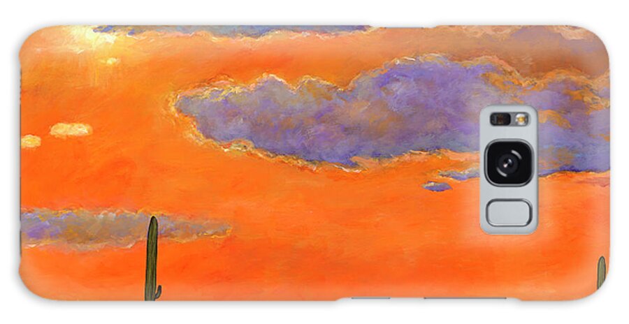 Southwest Art Galaxy Case featuring the painting Saguaro Sunset by Johnathan Harris