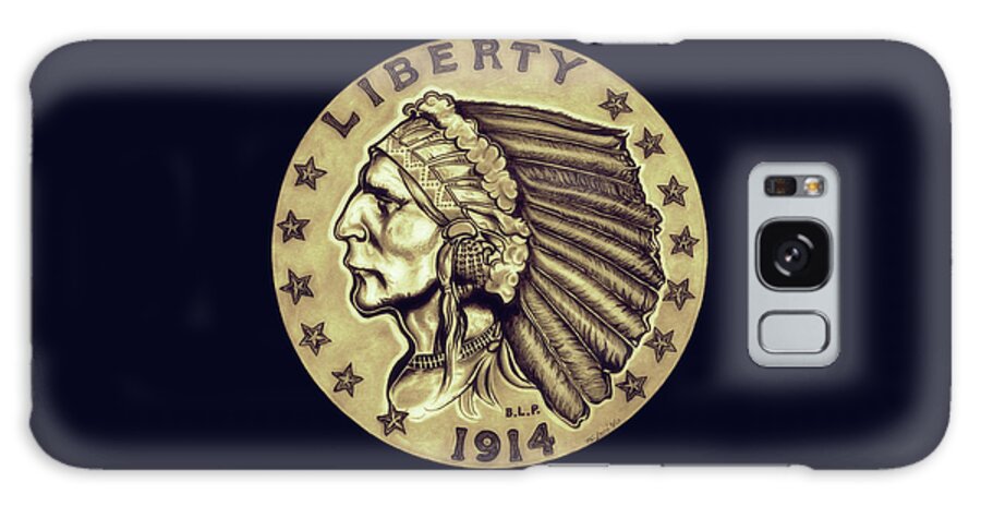 Indian Head Galaxy Case featuring the drawing Sahara Gold Quarter Eagle by Fred Larucci