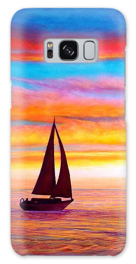 Waterscape Galaxy Case featuring the painting Sailboat at Sunset by Sarah Irland