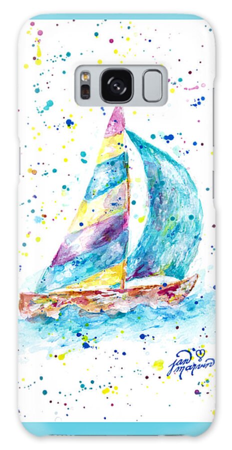 Sailboat Galaxy Case featuring the painting Sailboat by Jan Marvin by Jan Marvin