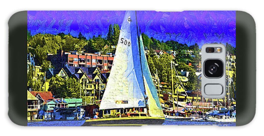 Lake-union Galaxy Case featuring the digital art Sailboat On Lake Union by Kirt Tisdale