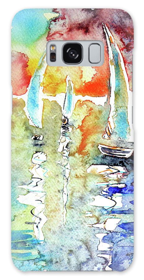 Sailboat Galaxy Case featuring the painting Sailboats in light by Kovacs Anna Brigitta