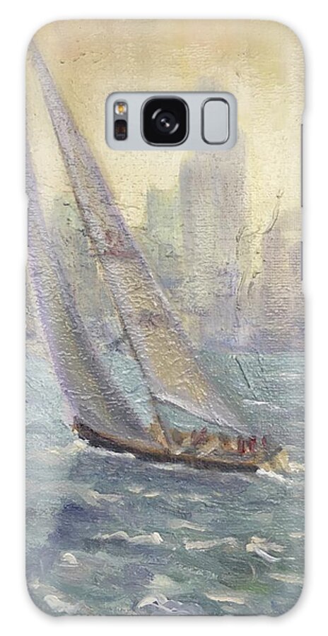 Sailboat Galaxy Case featuring the painting Sailing Chicago by Will Germino