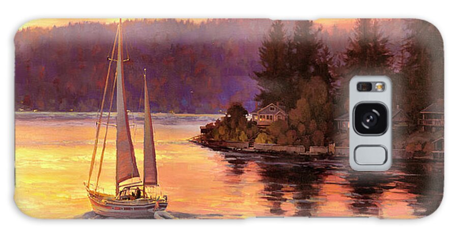 Sailing Galaxy Case featuring the painting Sailing on the Sound by Steve Henderson