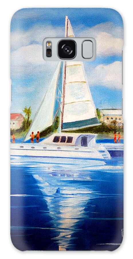 Sailing Galaxy S8 Case featuring the painting Sailing Paradise Island Bahamas by Phil Burton
