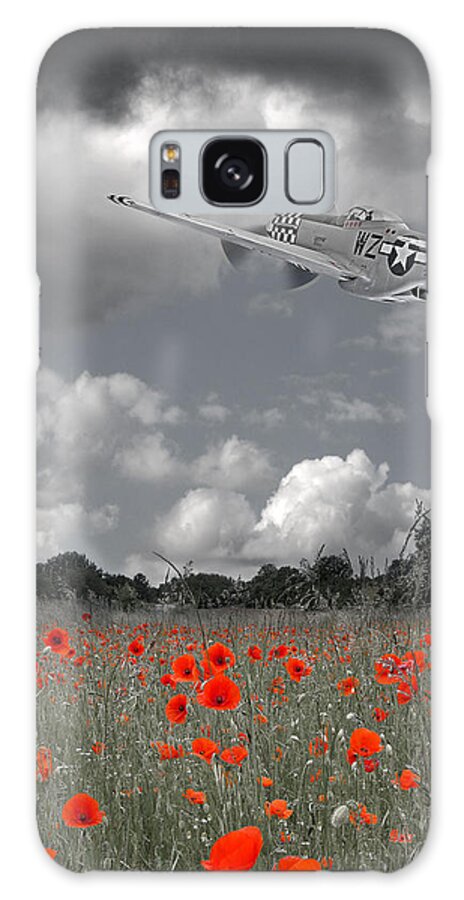 P-51 Galaxy Case featuring the photograph Salute To The Brave - p51 Flying over Poppy Field by Gill Billington