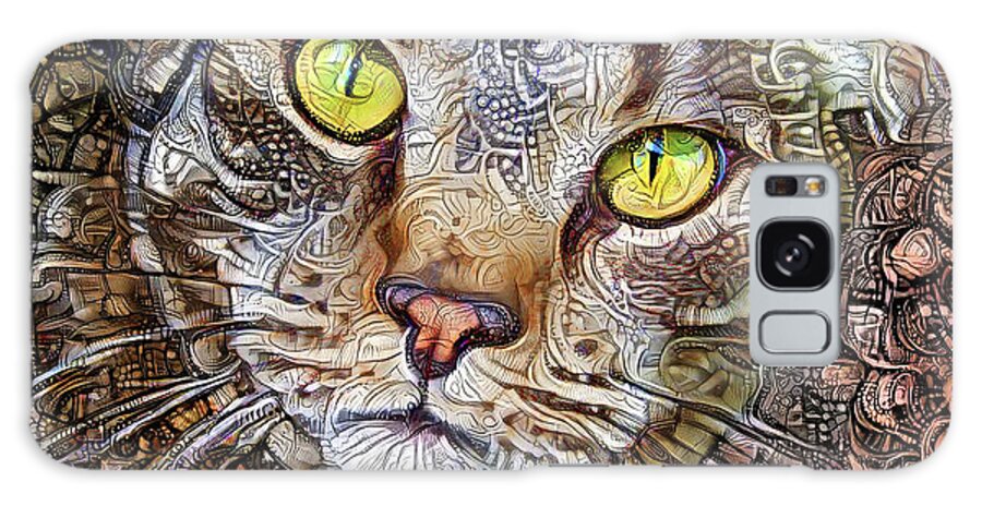 Tabby Cat Galaxy Case featuring the digital art Sam the Tabby Cat by Peggy Collins