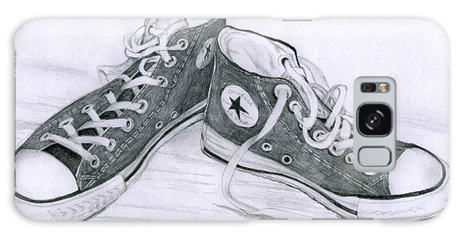 Converse Galaxy Case featuring the drawing Sam's Shoes by Mary Tuomi