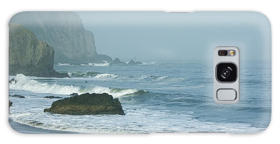 Georgia Mizuleva Galaxy Case featuring the digital art San Francisco Fog - China Beach Rolling Surf by Georgia Mizuleva