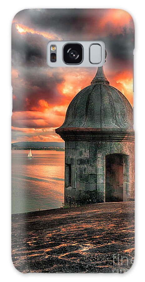 Architecture Galaxy Case featuring the photograph San Juan Bay Sunset with a Sentry Post by George Oze