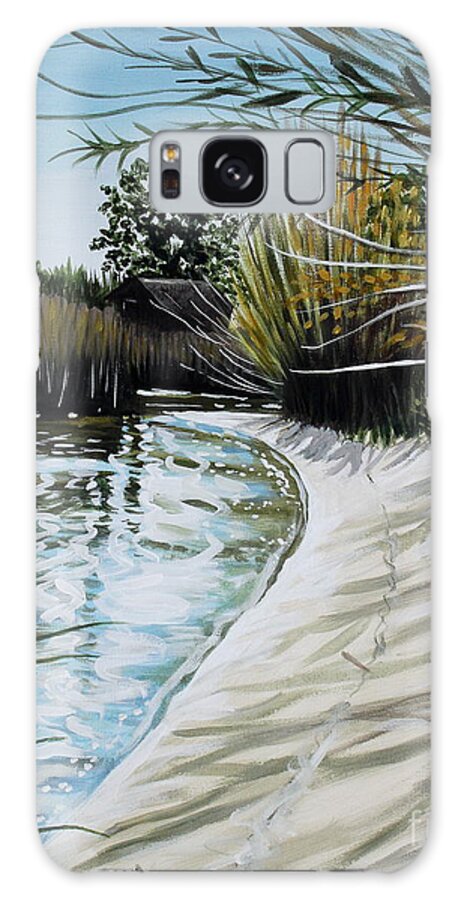 Landscape Galaxy Case featuring the painting Sandy Reeds by Elizabeth Robinette Tyndall