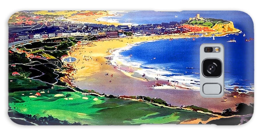 Scarborough Galaxy Case featuring the painting Scarborough beach, seaside,vintage travel poster by Long Shot