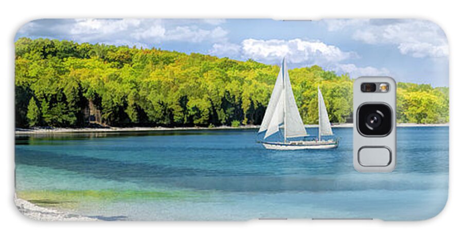 Door County Galaxy S8 Case featuring the painting Schoolhouse Beach Panorama on Washington Island Door County by Christopher Arndt