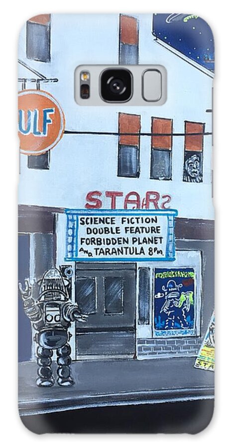 Science-fiction Double-feature Robbie Robot Forbidden Planet Tarantula Leo G. Carroll 1950's 1955 1956 Star Theatre Newmarket New Hampshire Theater Cinema Galaxy Case featuring the painting Science Fiction Double Feature by Jonathan Morrill