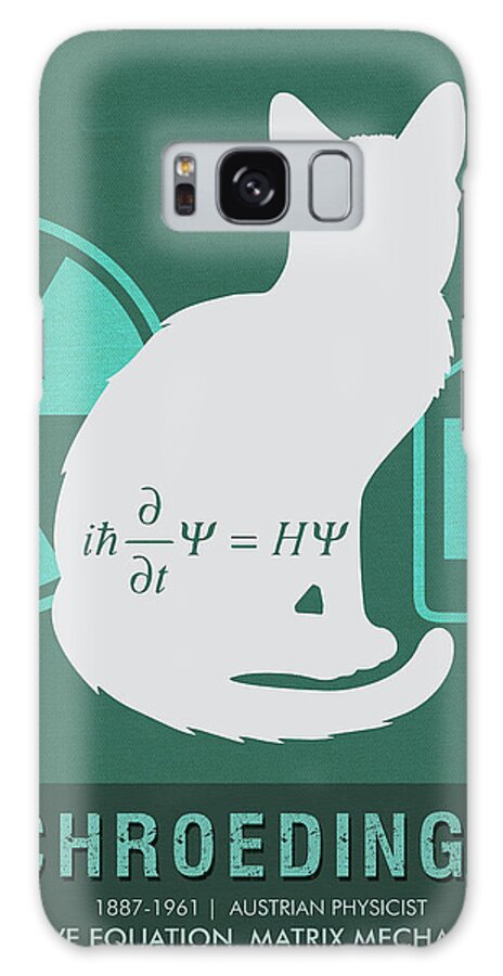 Schroedinger Galaxy Case featuring the mixed media Science Posters - Erwin Schroedinger - Physicist by Studio Grafiikka