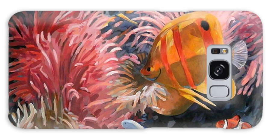 Sea Anemone Galaxy Case featuring the painting Sea Anemone and Fish by Martha Tisdale