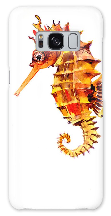 Orange Galaxy Case featuring the painting Sea Horse by Suren Nersisyan