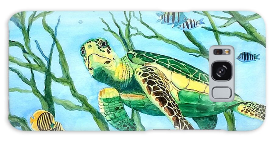 Sea Turtle Galaxy S8 Case featuring the painting Sea Turtle Series #3 by Laurie Anderson