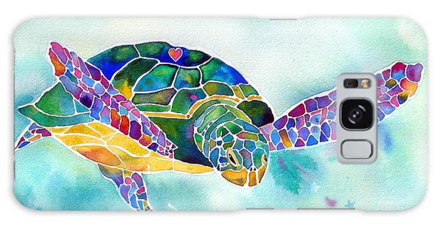  Sea Turtle Paintings Galaxy Case featuring the painting Sea Weed Sea Turtle by Jo Lynch