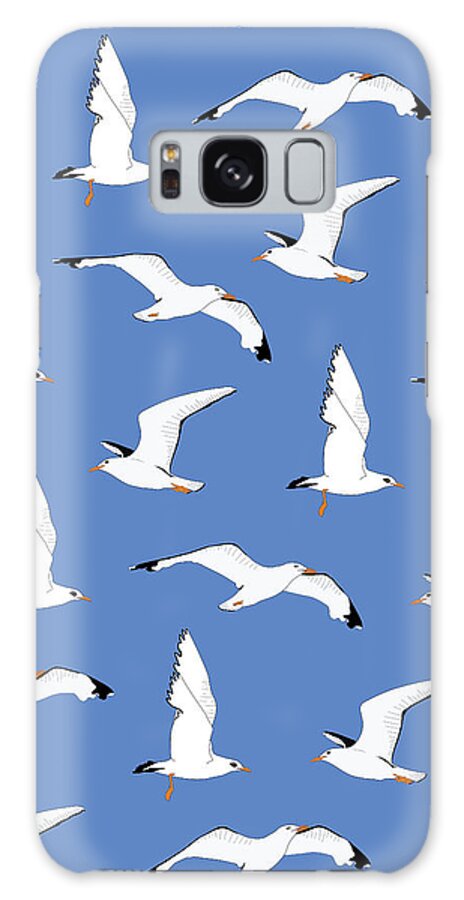 Seagulls Galaxy Case featuring the digital art Seagulls Gathering at the Cricket by Elizabeth Tuck