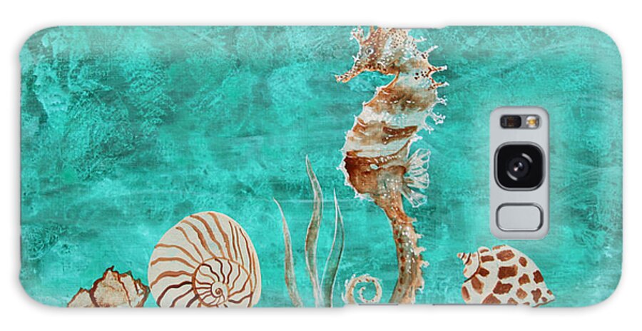 Seahorse Galaxy Case featuring the painting Seahorse and Shells by Robin Pedrero