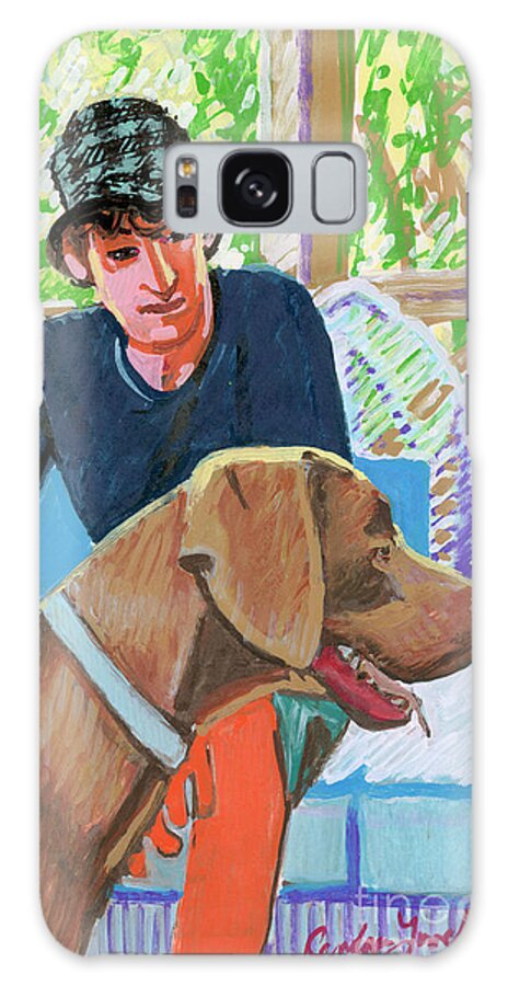 Boy With Dog Galaxy Case featuring the painting Sean with his Dog by Candace Lovely