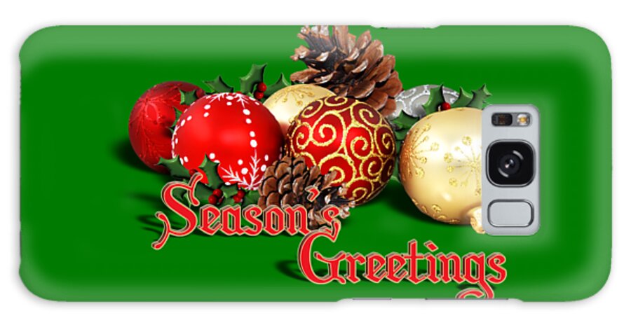 Seasons Greetings Galaxy Case featuring the digital art Seasons Greetings - Ornaments by Gravityx9 Designs