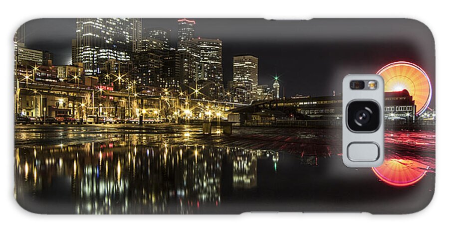 Seattle Galaxy Case featuring the photograph Seattle Cityscape Great Wheel Reflection by Matt McDonald