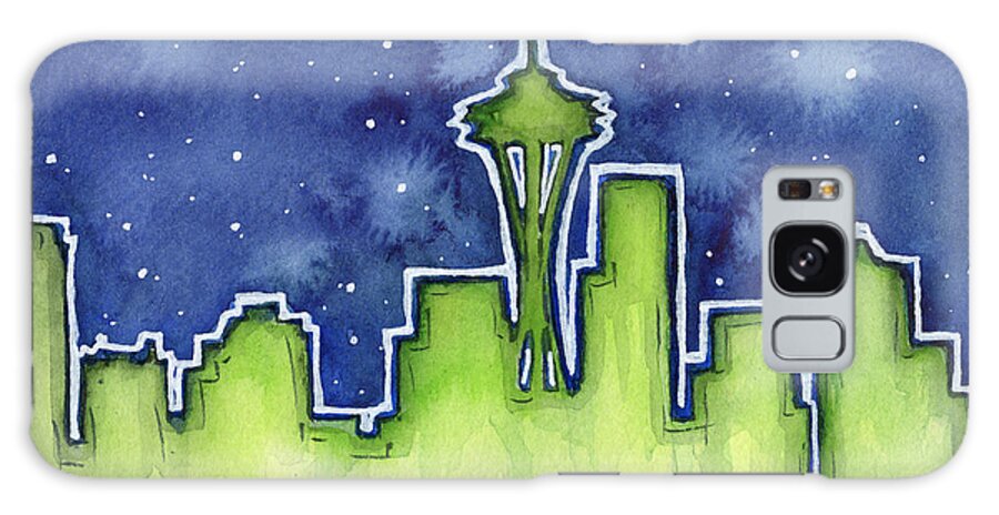 Watercolor Galaxy Case featuring the painting Seattle Night Sky Watercolor by Olga Shvartsur