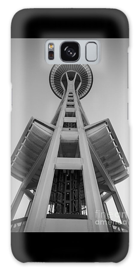 Seattle￿s Space Needle Galaxy Case featuring the photograph Seattle Space Needle in Black and White by Patrick Fennell