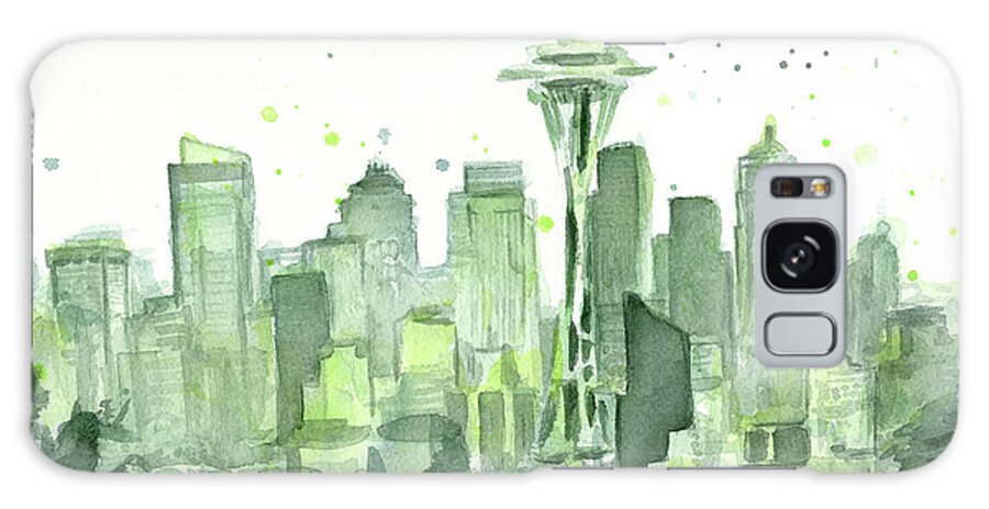 Seattle Galaxy Case featuring the painting Seattle Watercolor by Olga Shvartsur