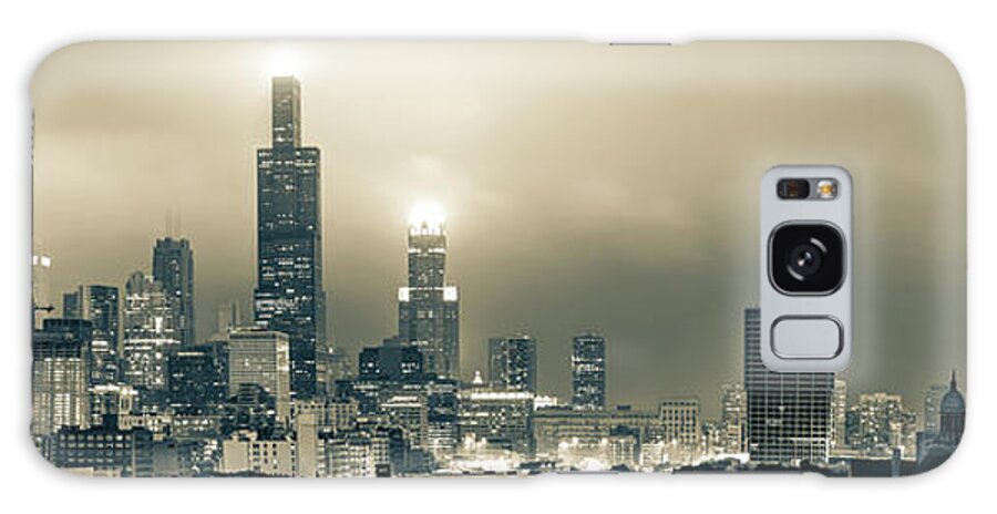 America Galaxy Case featuring the photograph Sepia Chicago Skyline City Panorama by Gregory Ballos