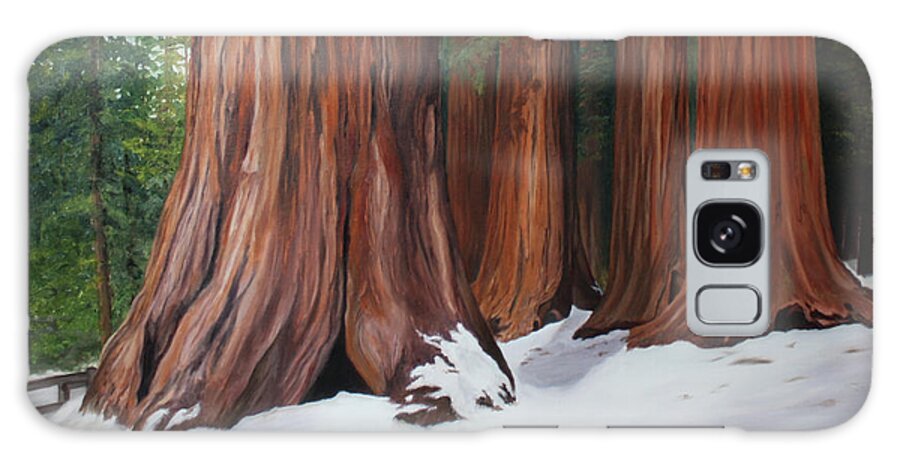 Snow Galaxy Case featuring the painting Sequoias by Marg Wolf