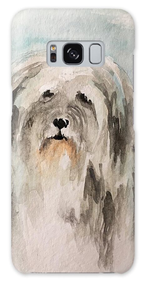 Watercolor Galaxy Case featuring the painting Serene Sheepdog by Christine Marie Rose