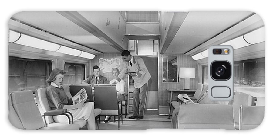 Passenger Trains Galaxy Case featuring the photograph Serving Passengers in Bilevel 400 - 1958 by Chicago and North Western Historical Society