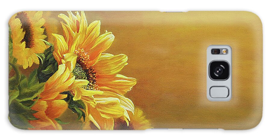 Flowers Galaxy Case featuring the painting Shades Of Gold by Johanna Lerwick