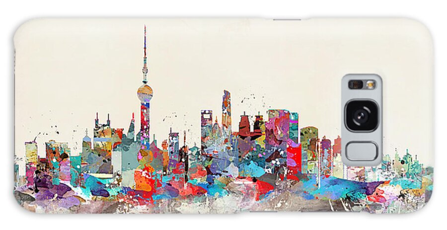 Shanghai City Skyline Galaxy Case featuring the painting Shanghai Skyline by Bri Buckley