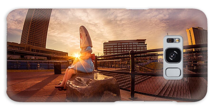 Buffalo Sunrise Galaxy Case featuring the photograph Shark Girl Dawn - Horizontal by Chris Bordeleau