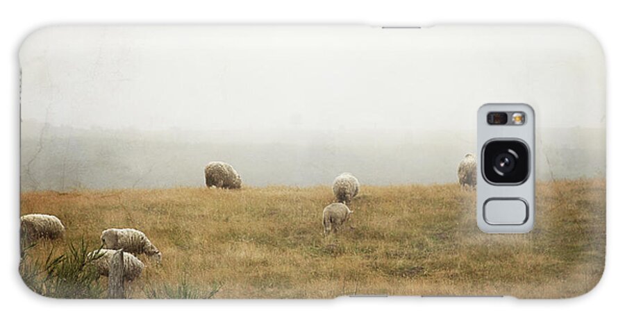 Landscape Galaxy Case featuring the photograph Sheep On A Foggy Morning by Sylvia Cook