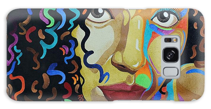 Colorful Female Facial Image Galaxy Case featuring the painting She's Complicated by William Roby