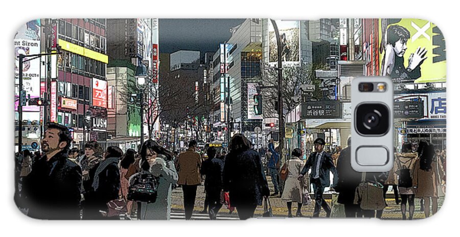 Shibuya Galaxy Case featuring the photograph Shibuya Crossing, Tokyo Japan Poster by Perry Rodriguez