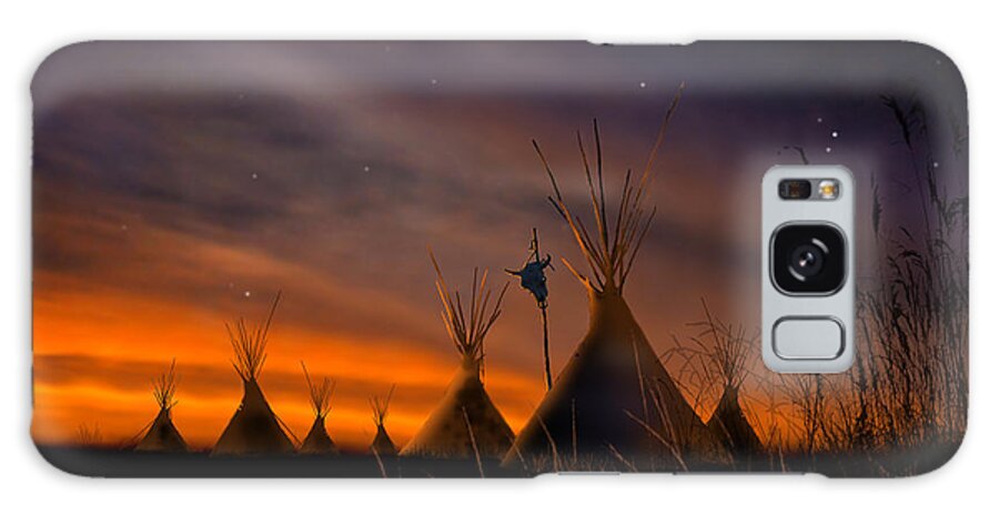 Native American Galaxy Case featuring the painting Silent Teepees by Paul Sachtleben