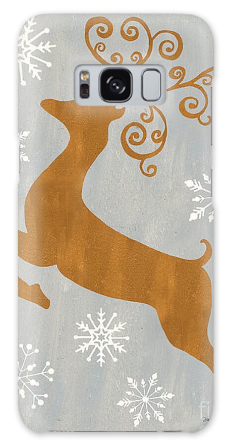 Presents Galaxy Case featuring the painting Silver Gold Reindeer by Debbie DeWitt