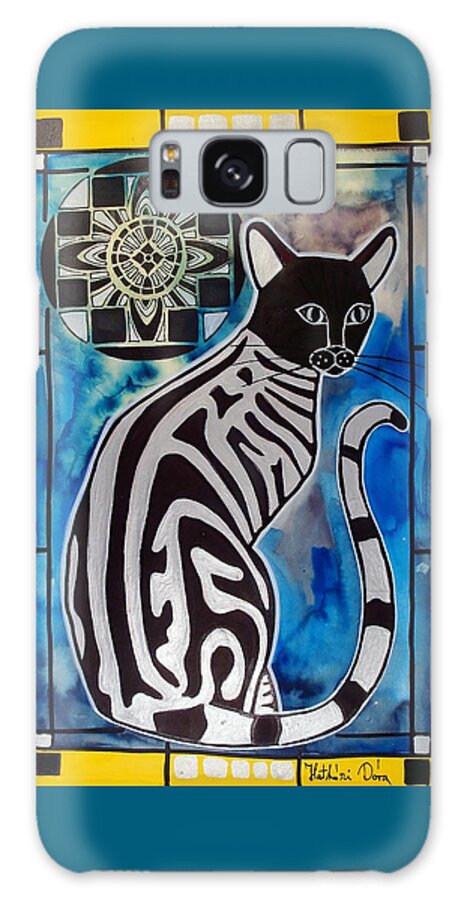 Cats Galaxy Case featuring the painting Silver Tabby with Mandala - Cat Art by Dora Hathazi Mendes by Dora Hathazi Mendes