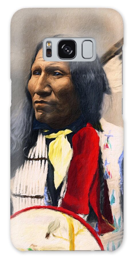 Sioux Chief Portrait Galaxy Case featuring the painting Sioux Chief Portrait by Georgiana Romanovna