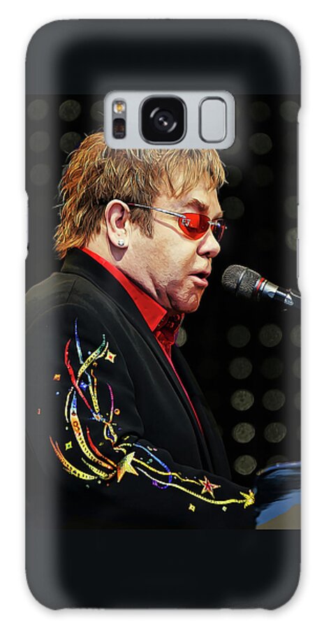 Music Galaxy Case featuring the painting Sir Elton John at the Piano by Elaine Plesser